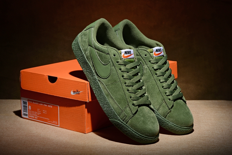 Women Nike Blazer Low PRM VNTG All Army Green Shoes - Click Image to Close
